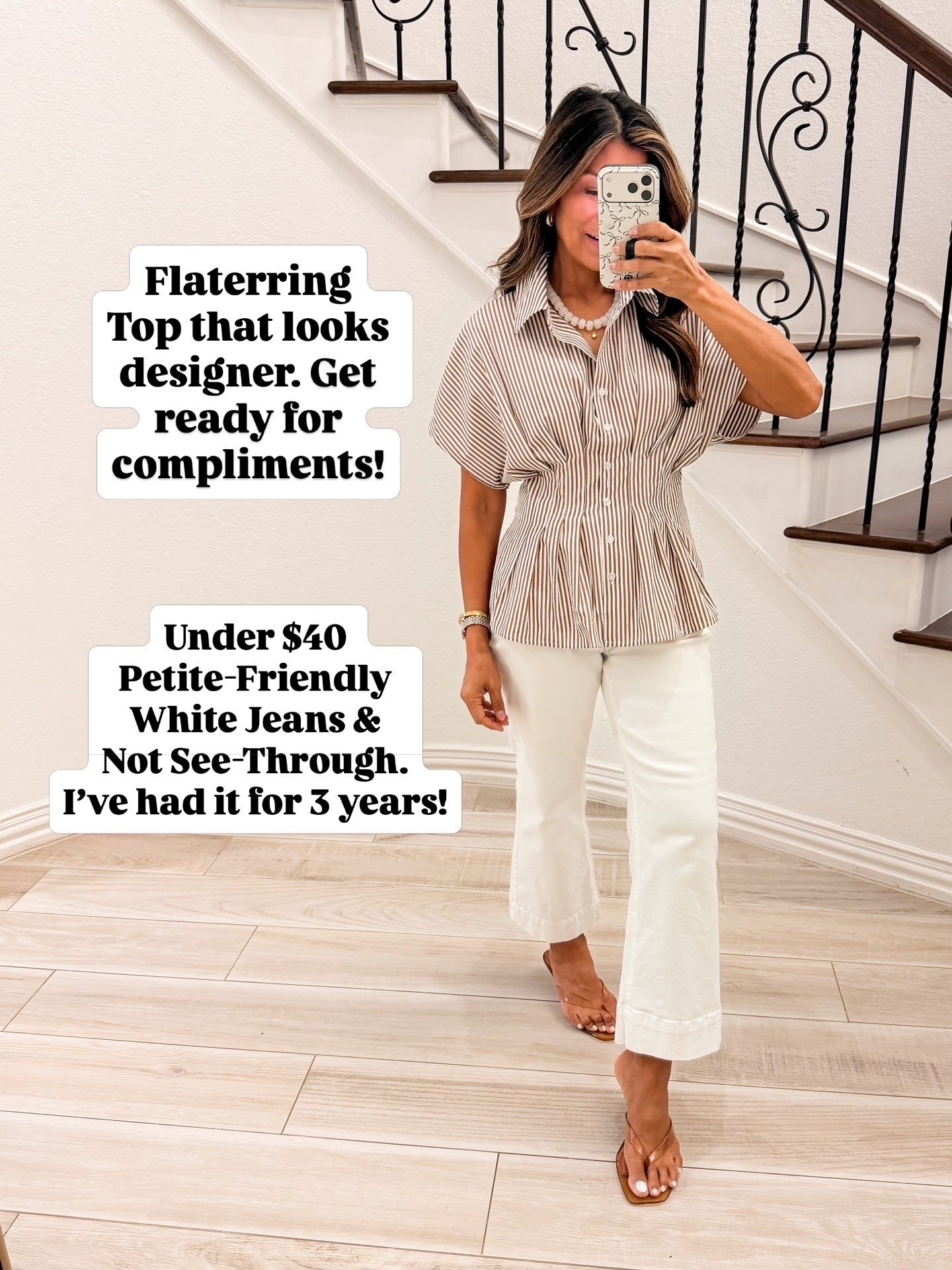 I’m 5’2” 118#ish for reference 
Top in XS tts.
White jeans in XS 
Sandals tts.
Summer outfit, Amazon finds, over 50 style, midlife fashion, petite fashion,midlife women, affordable fashion, fashion over40 
The

#LTKOver40 #LTKmomlife #LTKPetite
