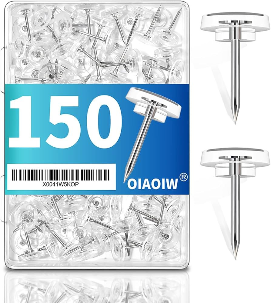150 PCS Clear Push Pins Tacks Count in Reusable Box for Bulletin Boards and Wall Displays Heavy D... | Amazon (US)