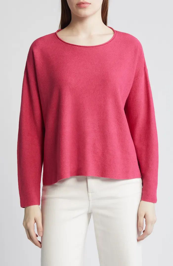 Jewel Neck Linen & Cotton Knit Top | Nordstrom