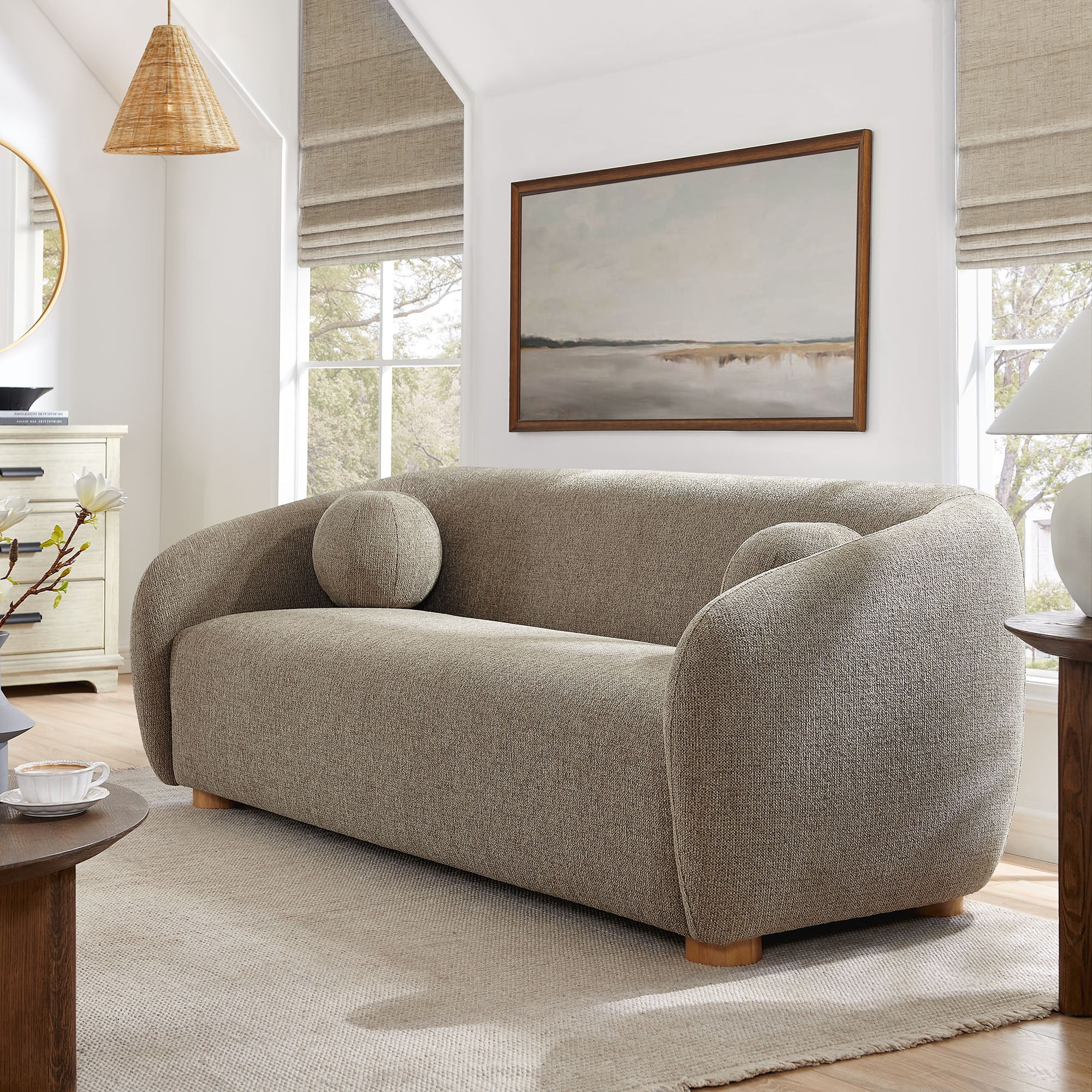 Holland 85" Chenille Fabric Sofa in Taupe | Walmart (US)