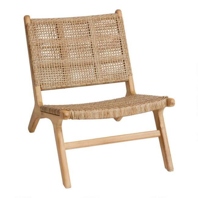 Natural Open Weave Girona Outdoor Accent Chair Set of 2 | World Market
