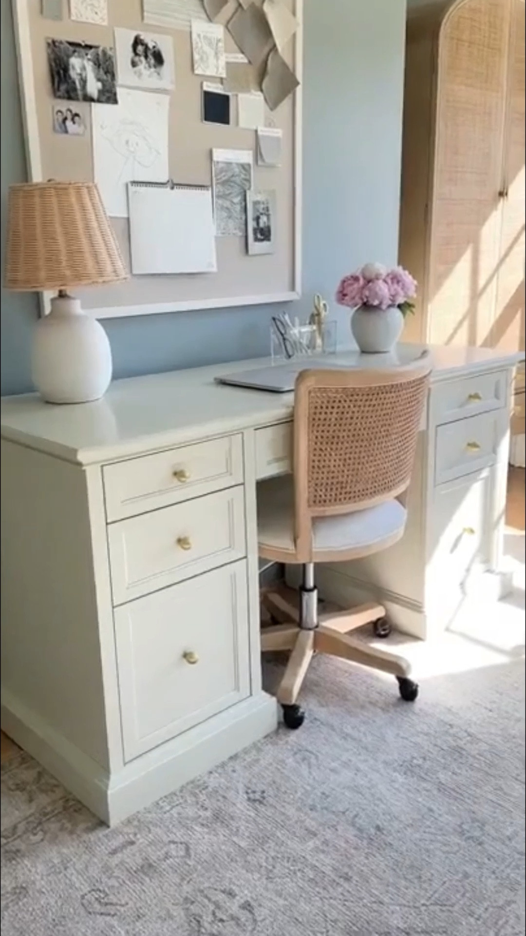 Home office views! I switched the knobs out on my off-white executive desk from Home Depot. I love the amount of storage. This has including two file drawers. Paint color is Boothbay gray by Benjamin Moore. 

#LTKFindsUnder100 #LTKFindsUnder50 #LTKHome