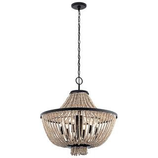 KICHLER Brisbane 6-Light Distressed Black Farmhouse Round Dining Room Chandelier | The Home Depot