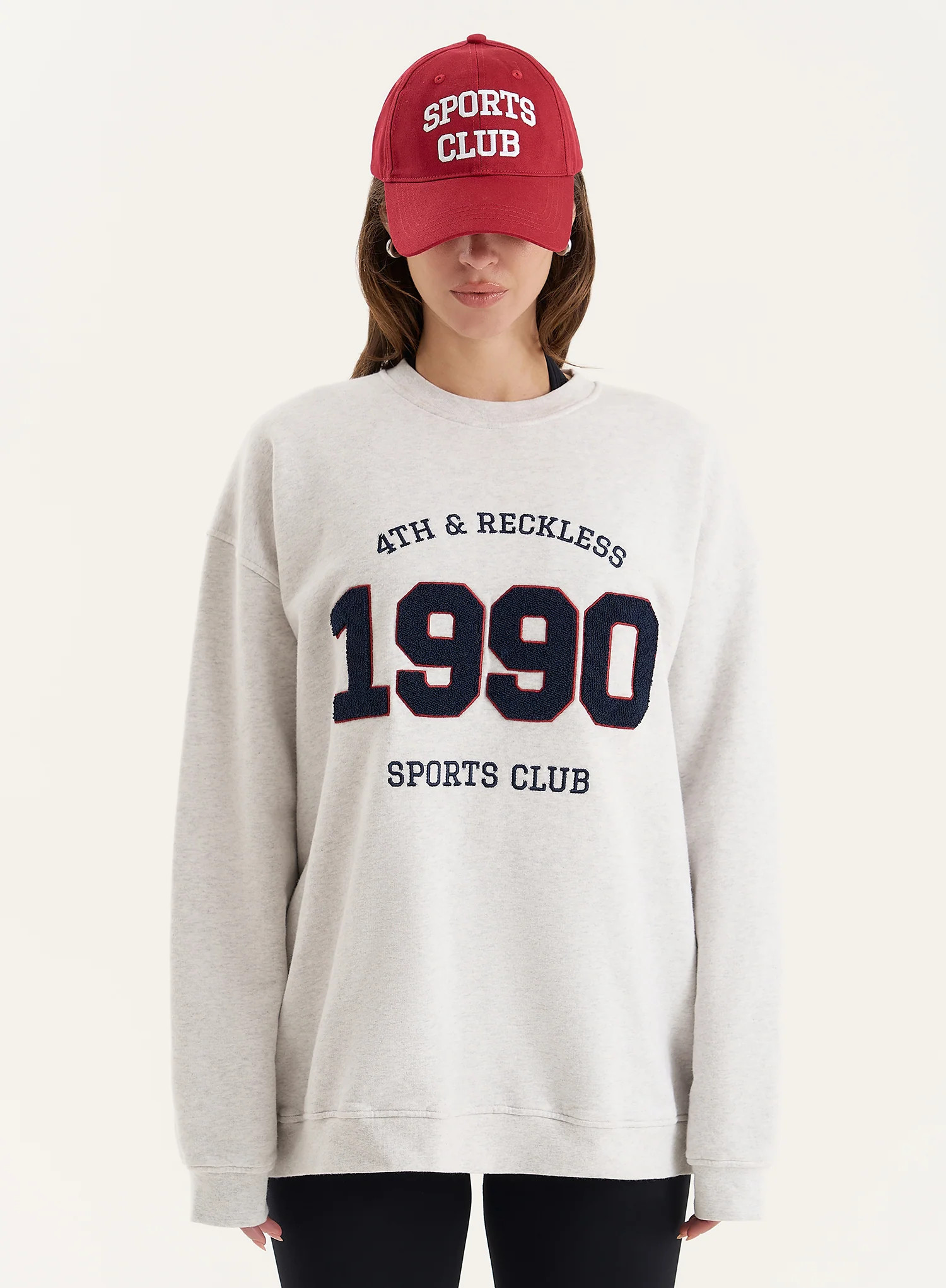 Grey 1990 Slogan Classic Longline Sweatshirt- Lila | 4th & Reckless