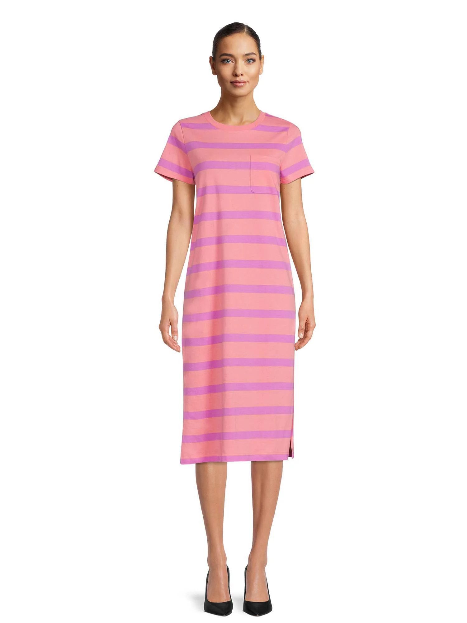 Time and Tru Women's T-Shirt Midi Dress | Walmart (US)