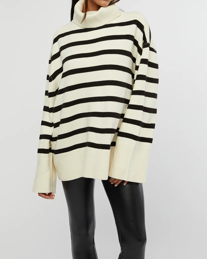 Striped Turtle Neck Sweater | We Wore What