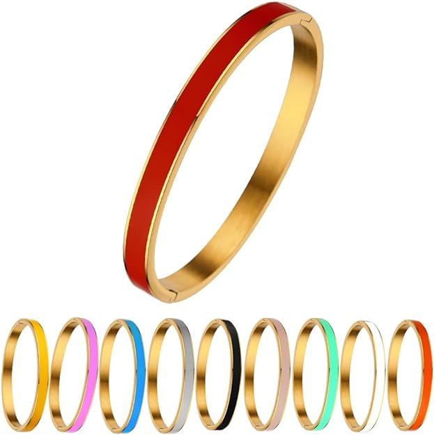 Love Friendship Bracelet Bangle Colorful Orange Enamel Bangles Bracelets for Women Teen Girls Par... | Amazon (US)