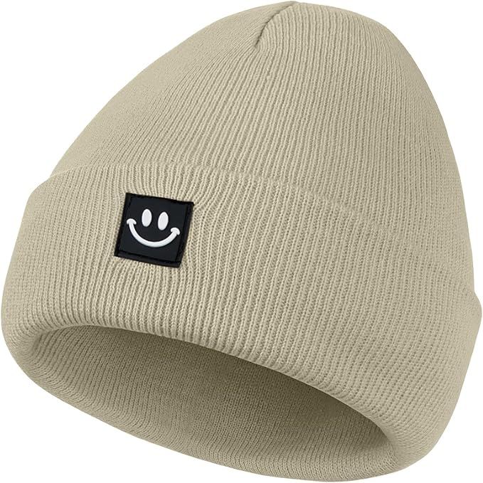 American Trends Beanie Hat for Men Women Smiley Face Beanies Knit Soft Cute Skull Beanie Hats | Amazon (US)
