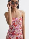 Floral Print Fitted Midi Dress | Reiss UK