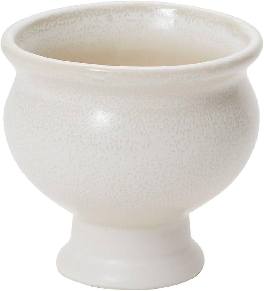 Dawson Ceramic Compote Bowl | White Ceramic Compote Vase l Distressed Ceramic Vase l Indoor and O... | Amazon (US)
