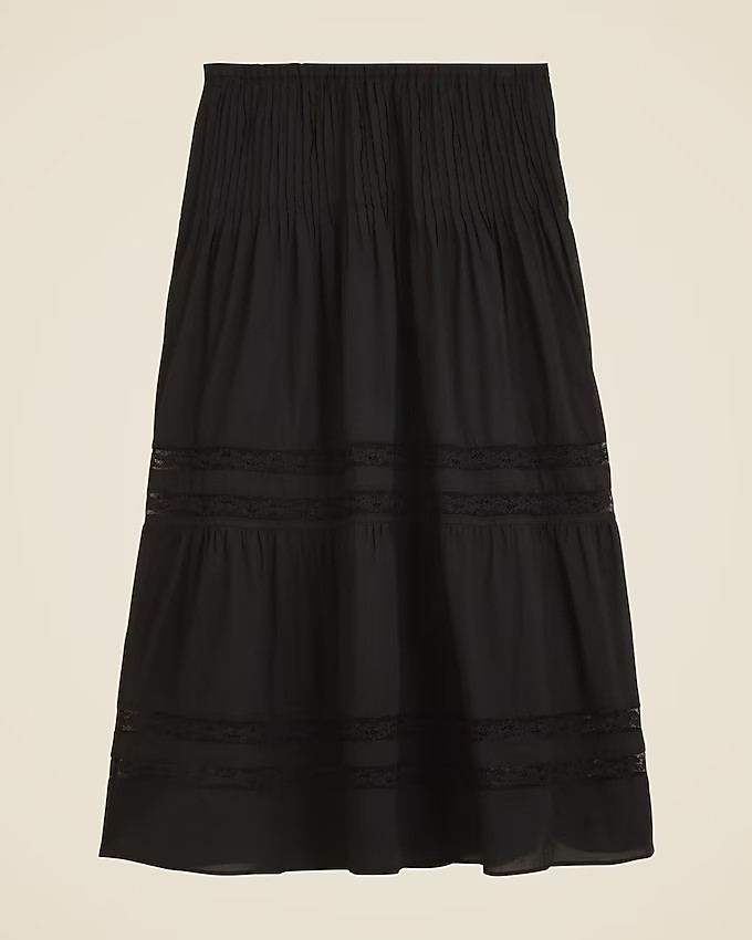 Lace-trim pintuck skirt | J. Crew US
