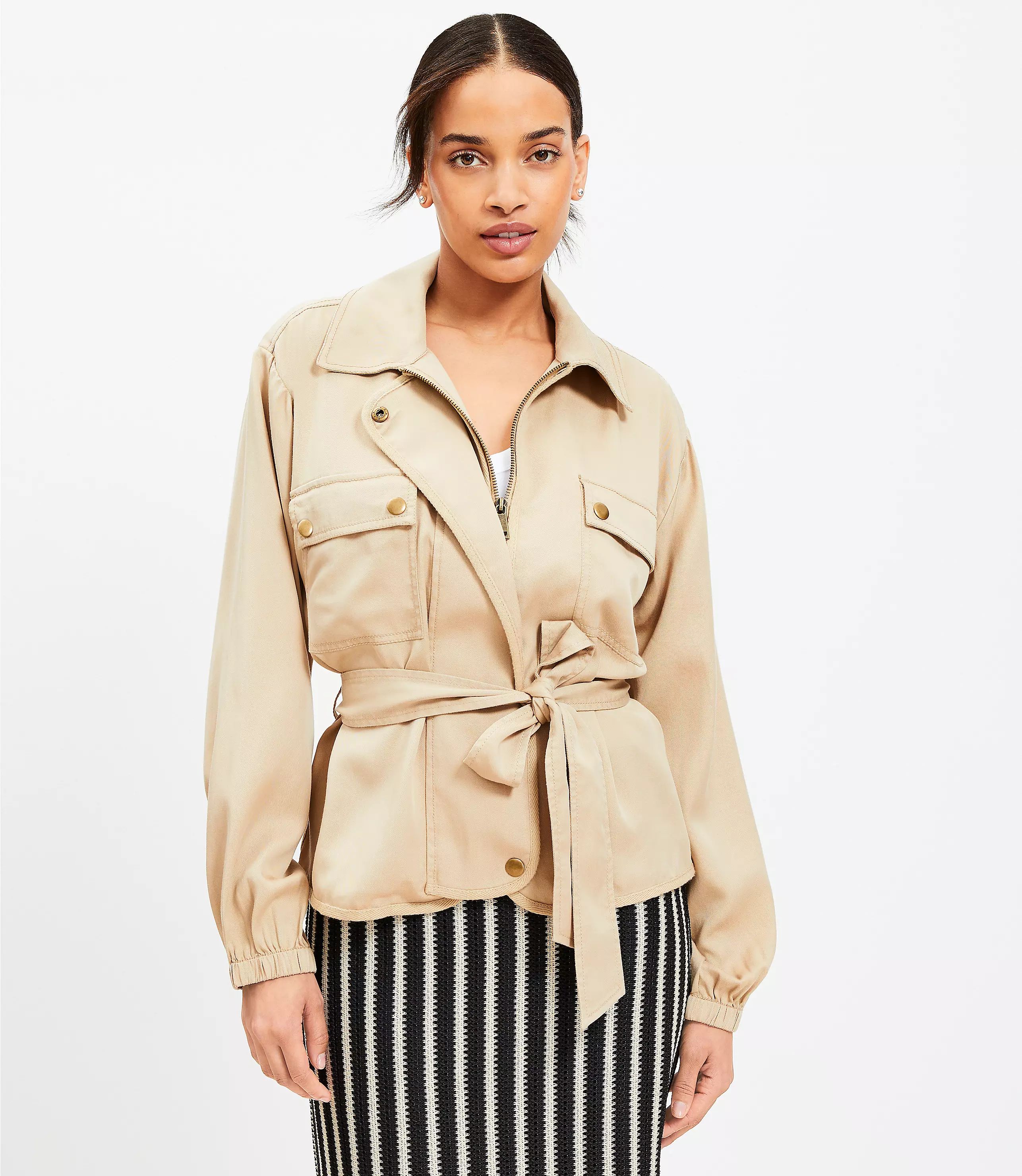 Tie Waist Utility Jacket | LOFT