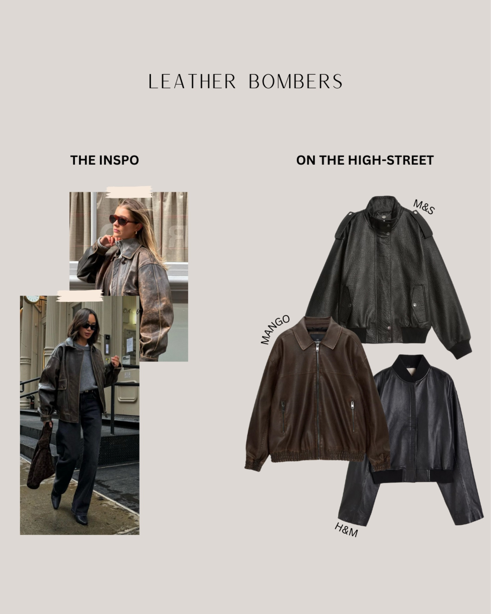 The best leather bomber jacket options on the high-street 

#LTKstyletip