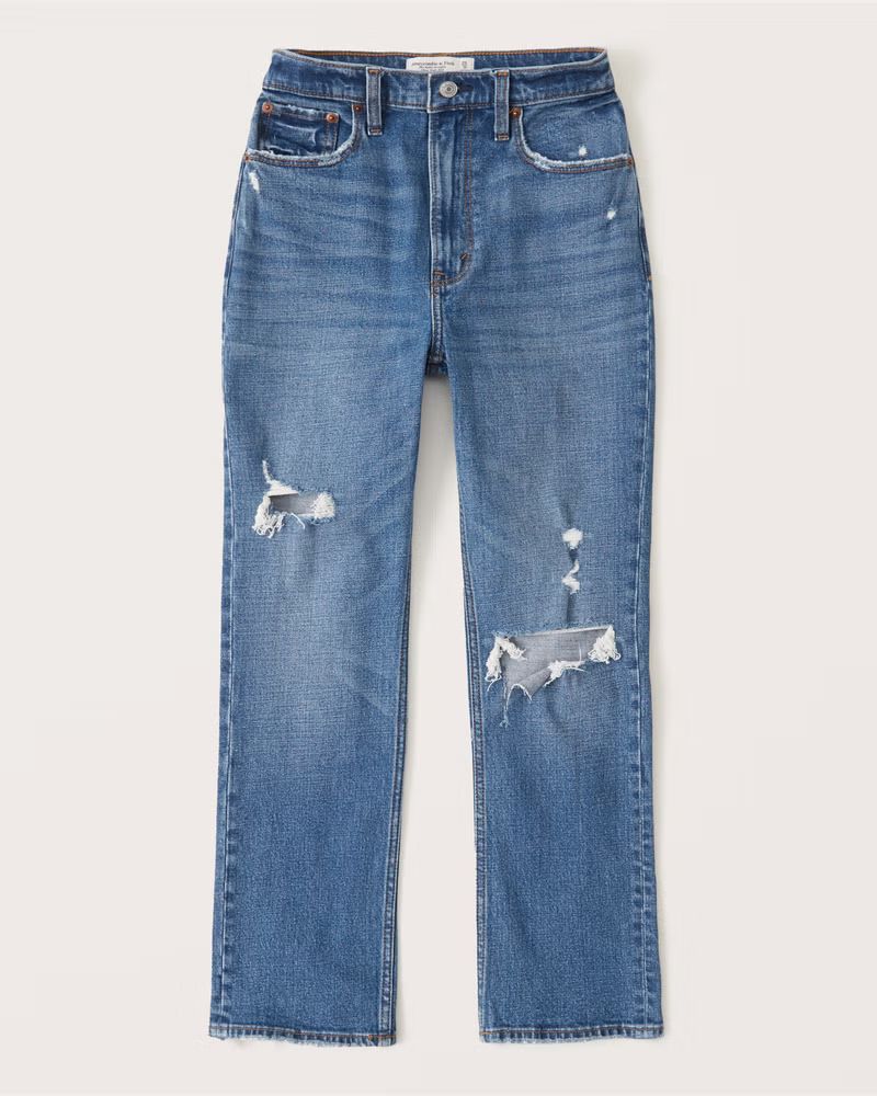 Women's Curve Love Ultra High Rise Ankle Straight Jean | Women's Bottoms | Abercrombie.com | Abercrombie & Fitch (UK)