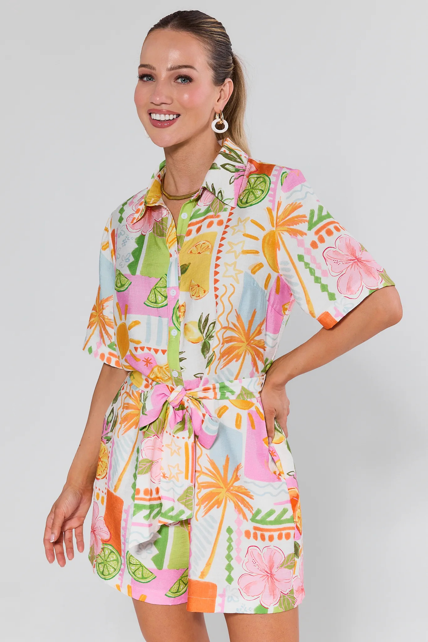 Saylor Printed Button Up Romper | Avara