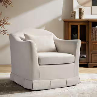 JAYDEN CREATION Albina Linen Modern Slipcovered 360-Degree Swivel Armchair CHVT1309-LIN - The Hom... | The Home Depot