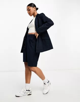 › Vero Moda tailored pinstripe shorts in navy - part of a set | ASOS (Global)