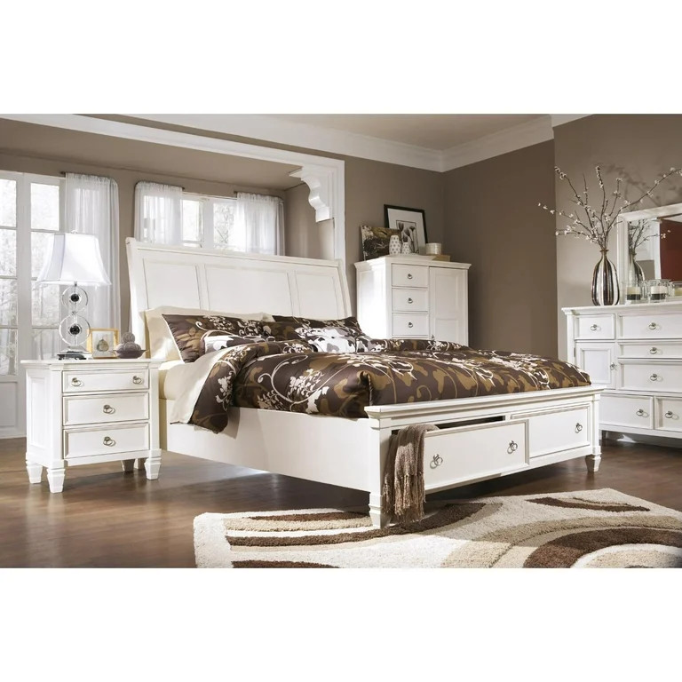 Signature Design By Ashley Prentice White Faux Wood Queen Sleigh Headboard | Walmart (US)