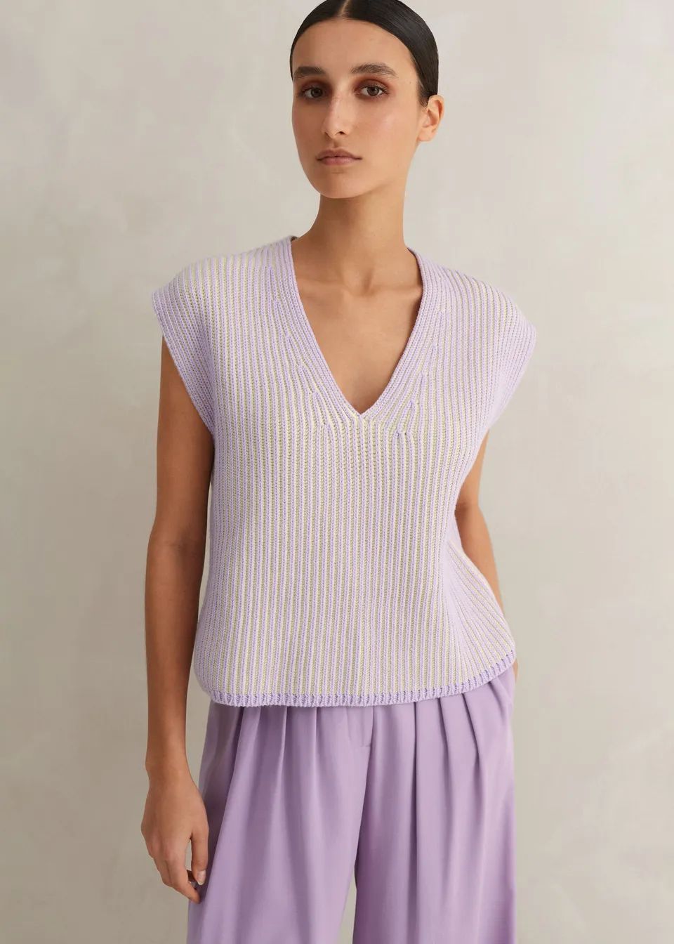 Soft-Touch Rib Cotton Knit Vest | ME+EM Global (Excluding US)