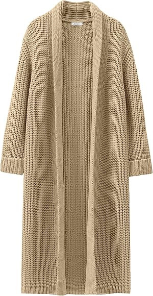 ANRABESS Women Knit Long Cardigan Long Sleeve Open Front Lapel Oversized Sweater Coat 2023 Fall C... | Amazon (US)