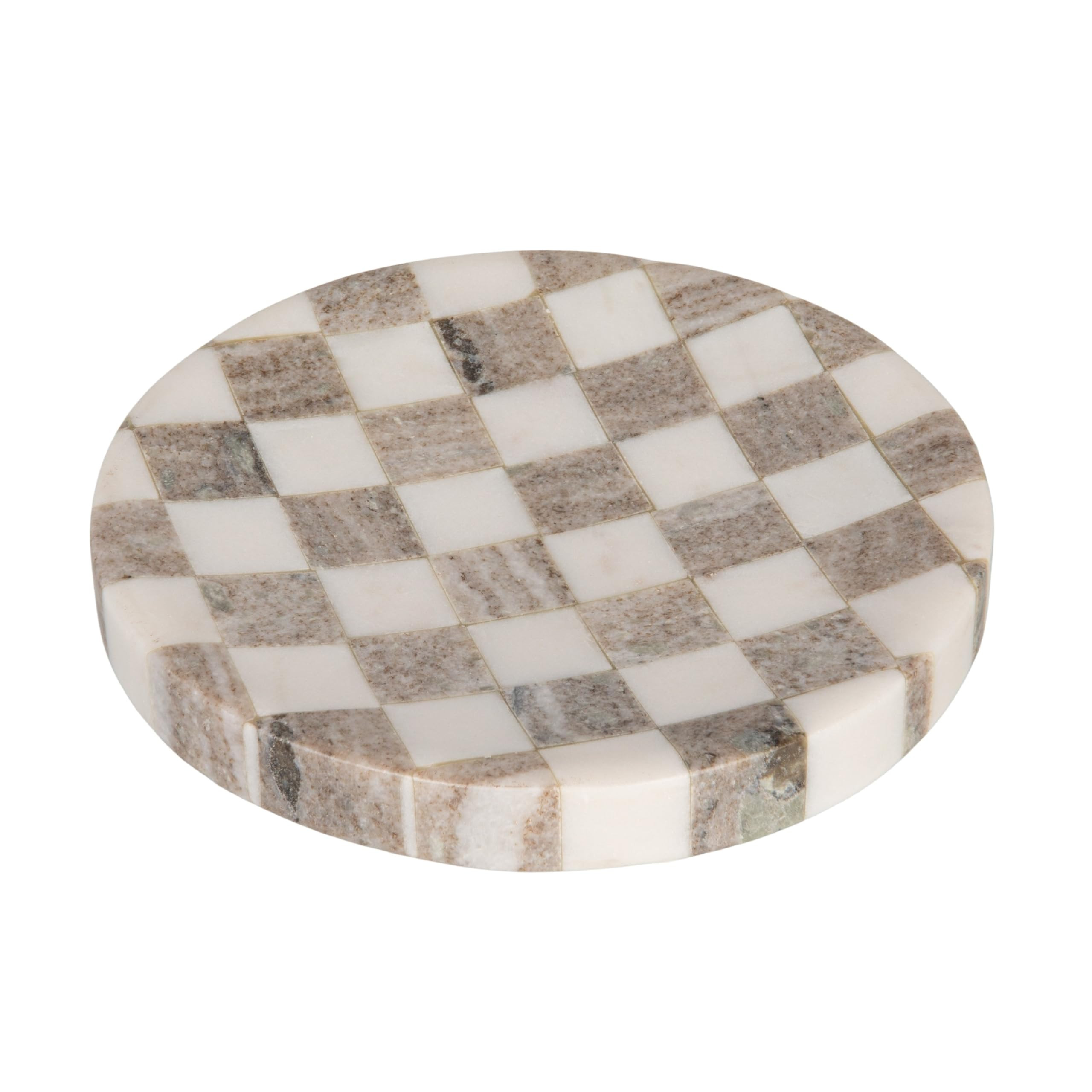 Bloomingville Round Marble Checkered Cheese and Serving Tray, Buff Color and White | Amazon (US)