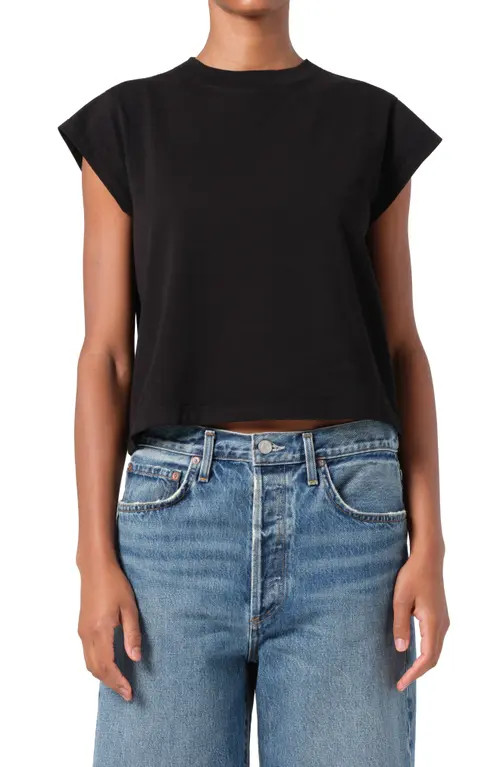 AGOLDE Bryce Cap Sleeve T-Shirt in Black at Nordstrom, Size Small | Nordstrom