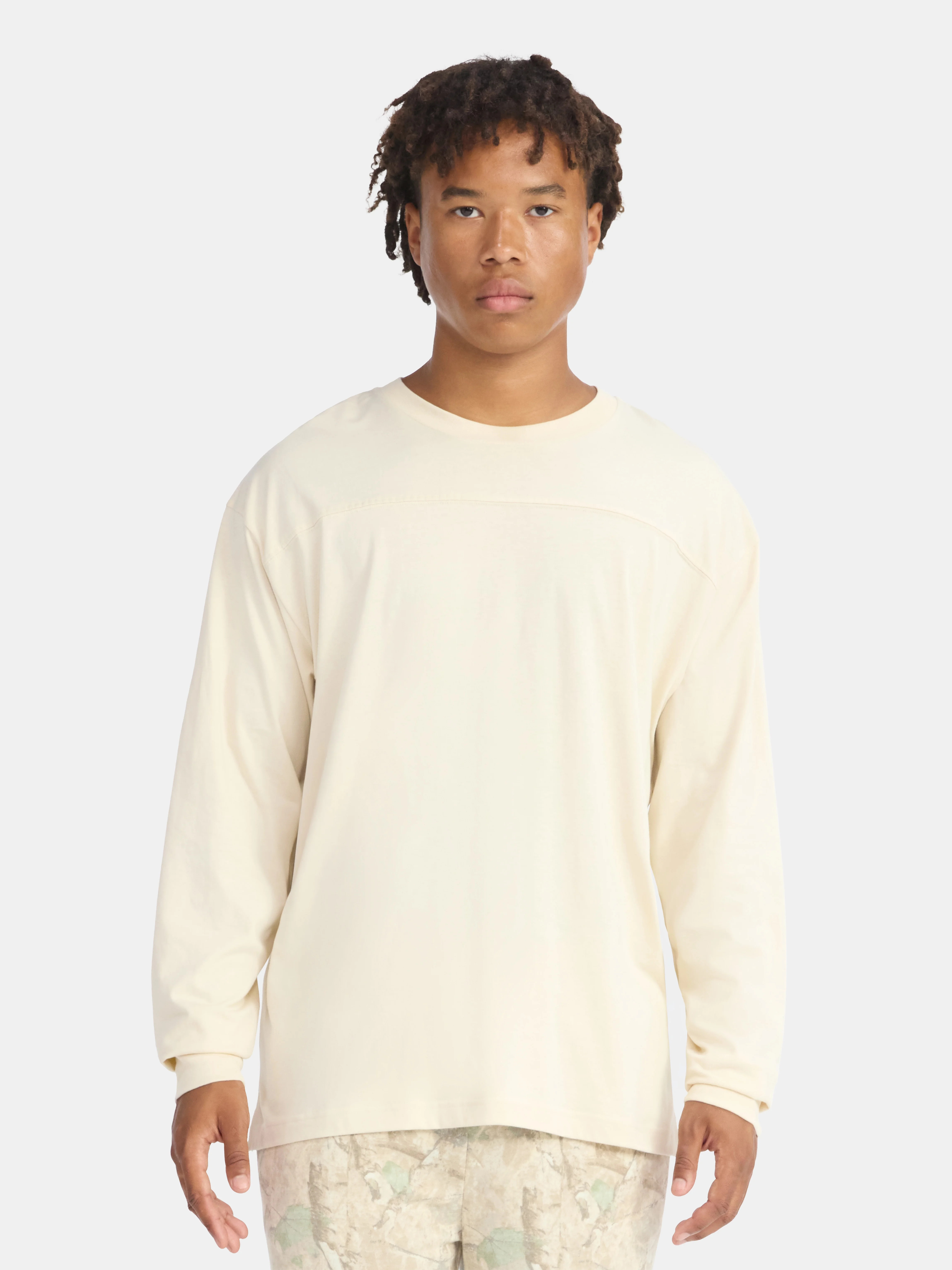 No Boundaries Cotton Washed Tee with Long Sleeves, Men's & Big Men's | Walmart (US)