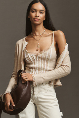 By Anthropologie V-Neck Lace-Trim Tank Top | Anthropologie (US)