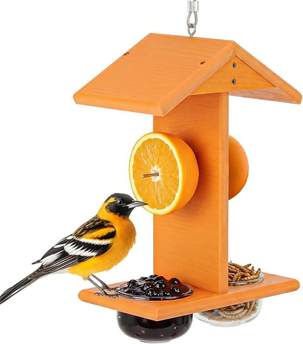 Oriole Feeders for Outdoors Hanging,All-in-One Recycled Plastic Oriole Feeder with Two Removable ... | Amazon (US)