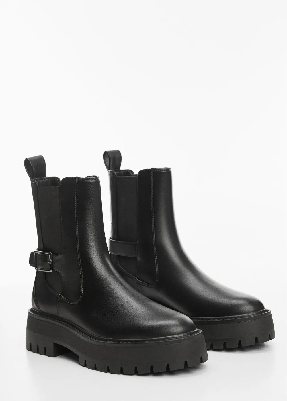 Ankle boots with elastic panel and buckle | MANGO (US)