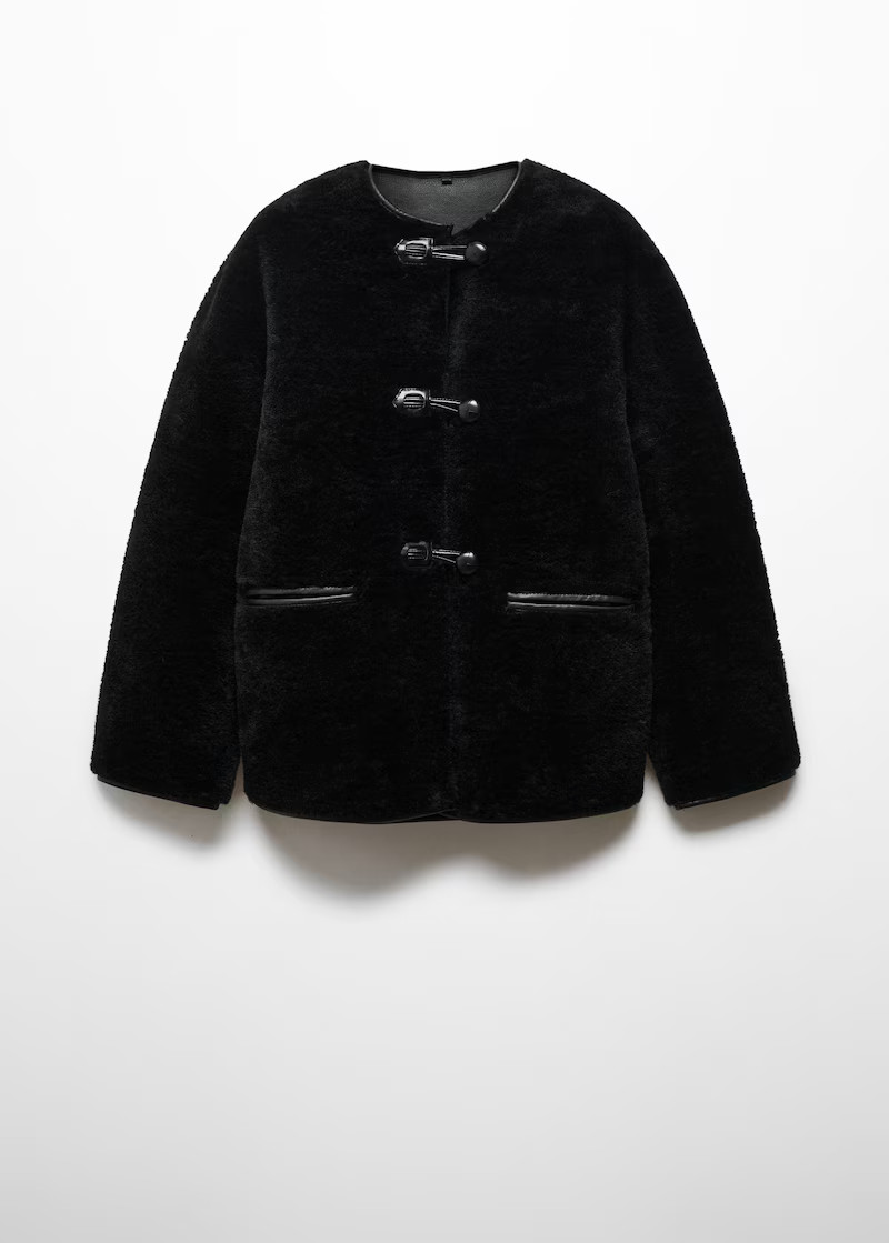 Fur-effect coat with appliqués -  Women | Mango USA | MANGO (US)