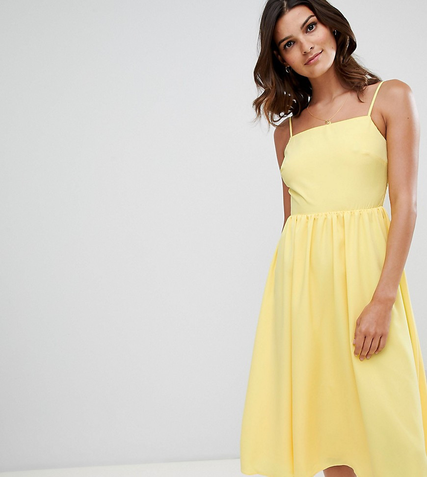 Warehouse square neck sun dress in yellow | ASOS (Global)