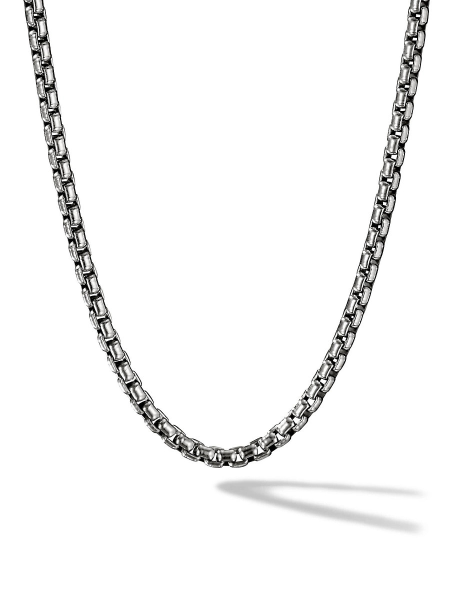 Men's Box Chain Necklace in Sterling Silver, 3.6mm - Silver - Size 32 | Saks Fifth Avenue