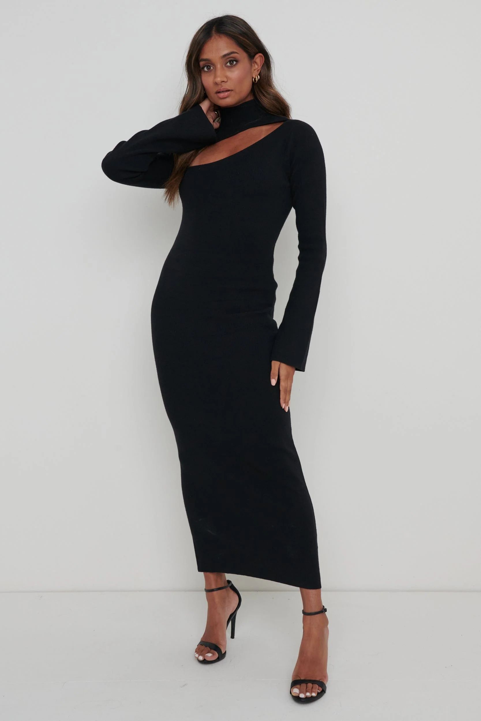 Shani Cut Out Knit Dress - Black | Pretty Lavish (UK)