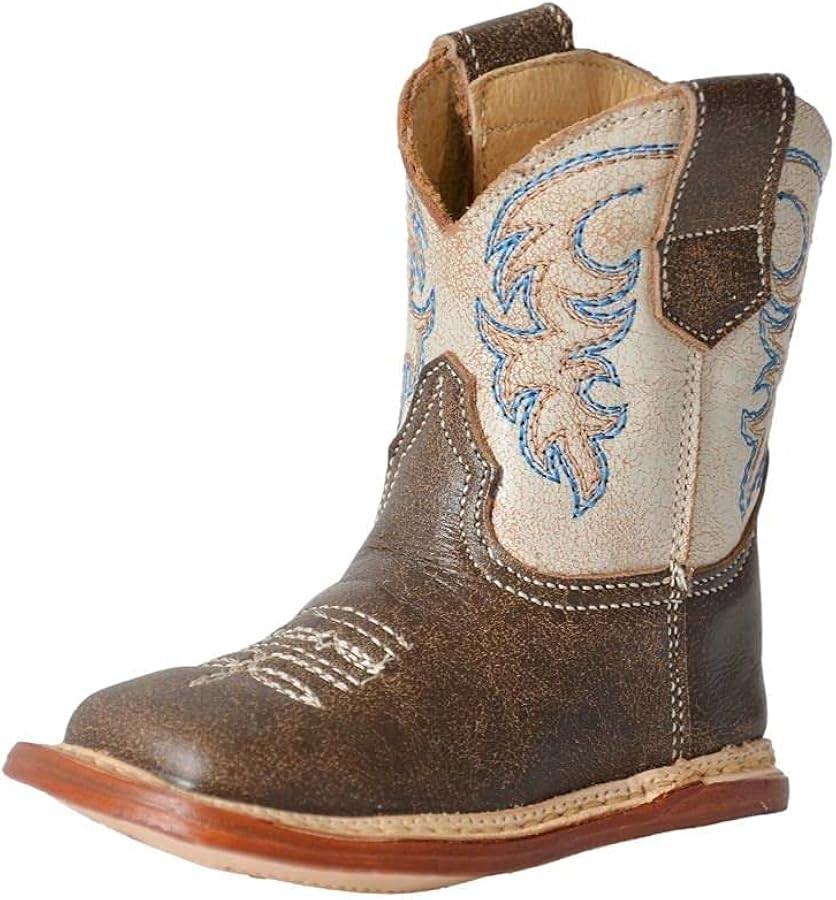 ROPER Infant Girls Cowbaby Parker Embroidered Round Toe Casual Boots Ankle - Brown, White | Amazon (US)