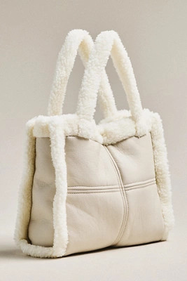 Lamarque Zoey Sherpa Fleece Leather Tote | Anthropologie (US)