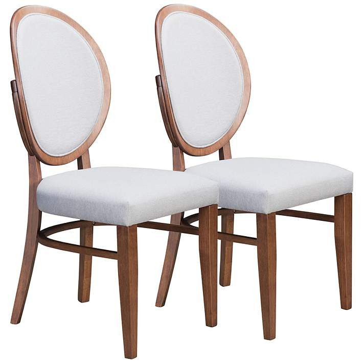 Zuo Regents Gray Fabric and Walnut Dining Chairs Set of 2 - #99K47 | Lamps Plus | Lamps Plus