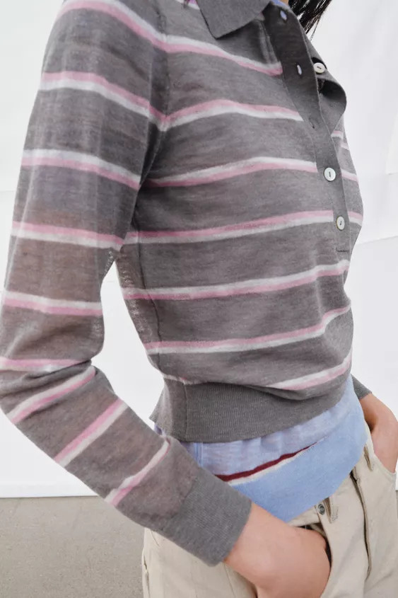 EXTRA-FINE WOOL STRIPED POLO | Zara Canada