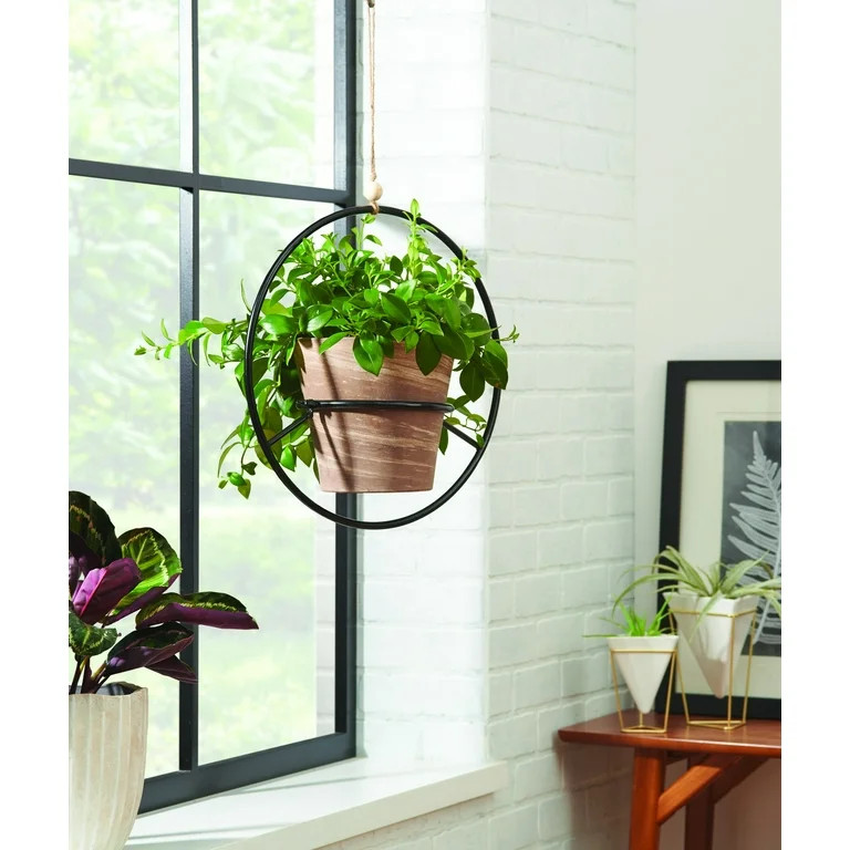 Better Homes & Gardens Round Iron Black Plant Hanger, 16.1 in W x 7.9 in D x16.1 in H | Walmart (US)