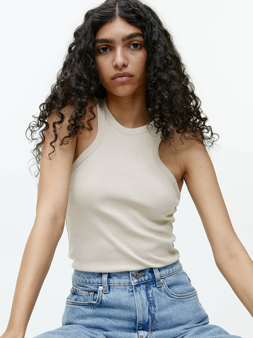 Ribbed Racer Tank - Light Mole - ARKET GB | ARKET (US&UK)