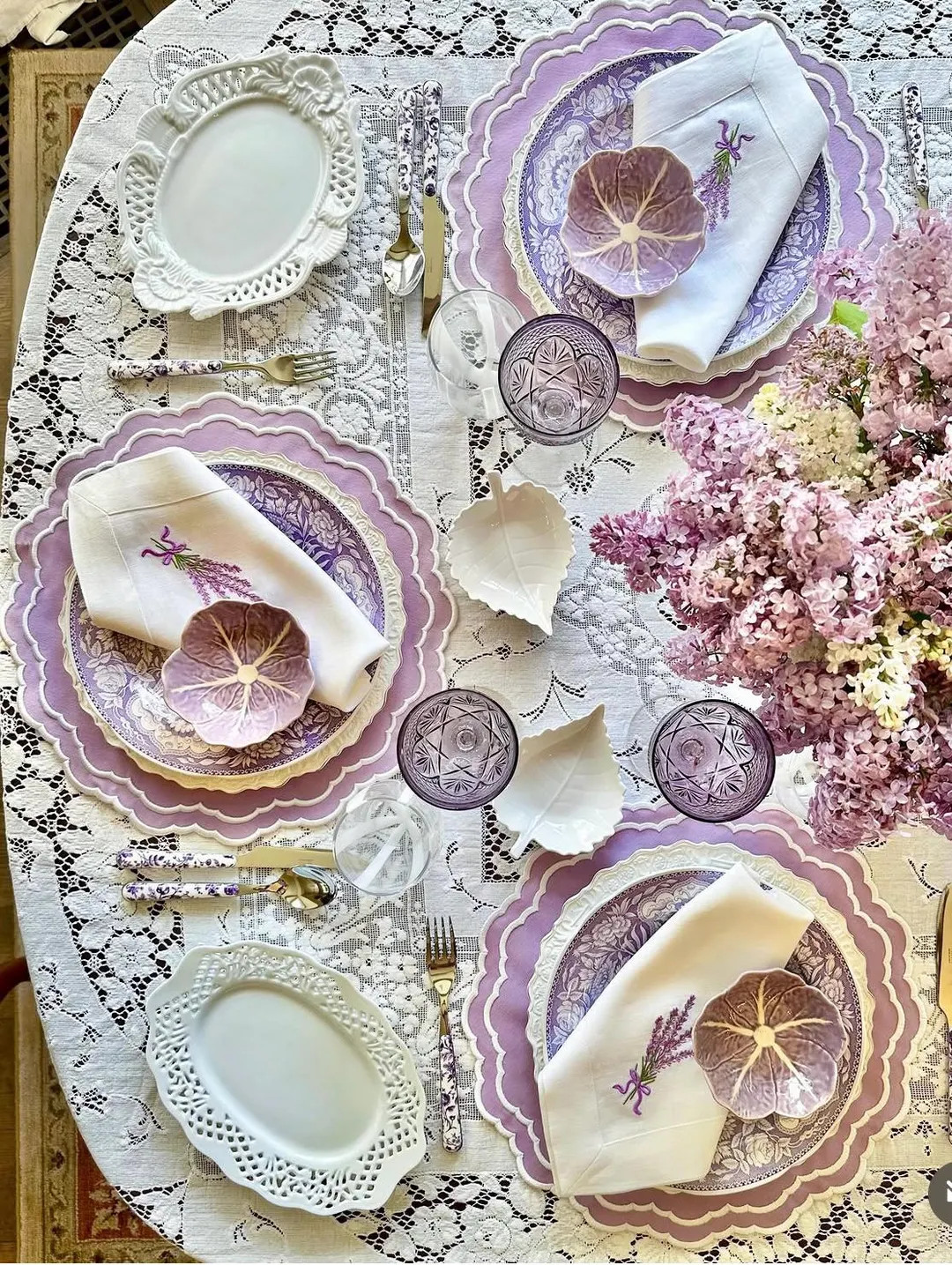 Lavender Scalloped Placemat Set of 4, Waterproof Embroidered Table Decor, Romantic Table Setting,... | Etsy (Global)