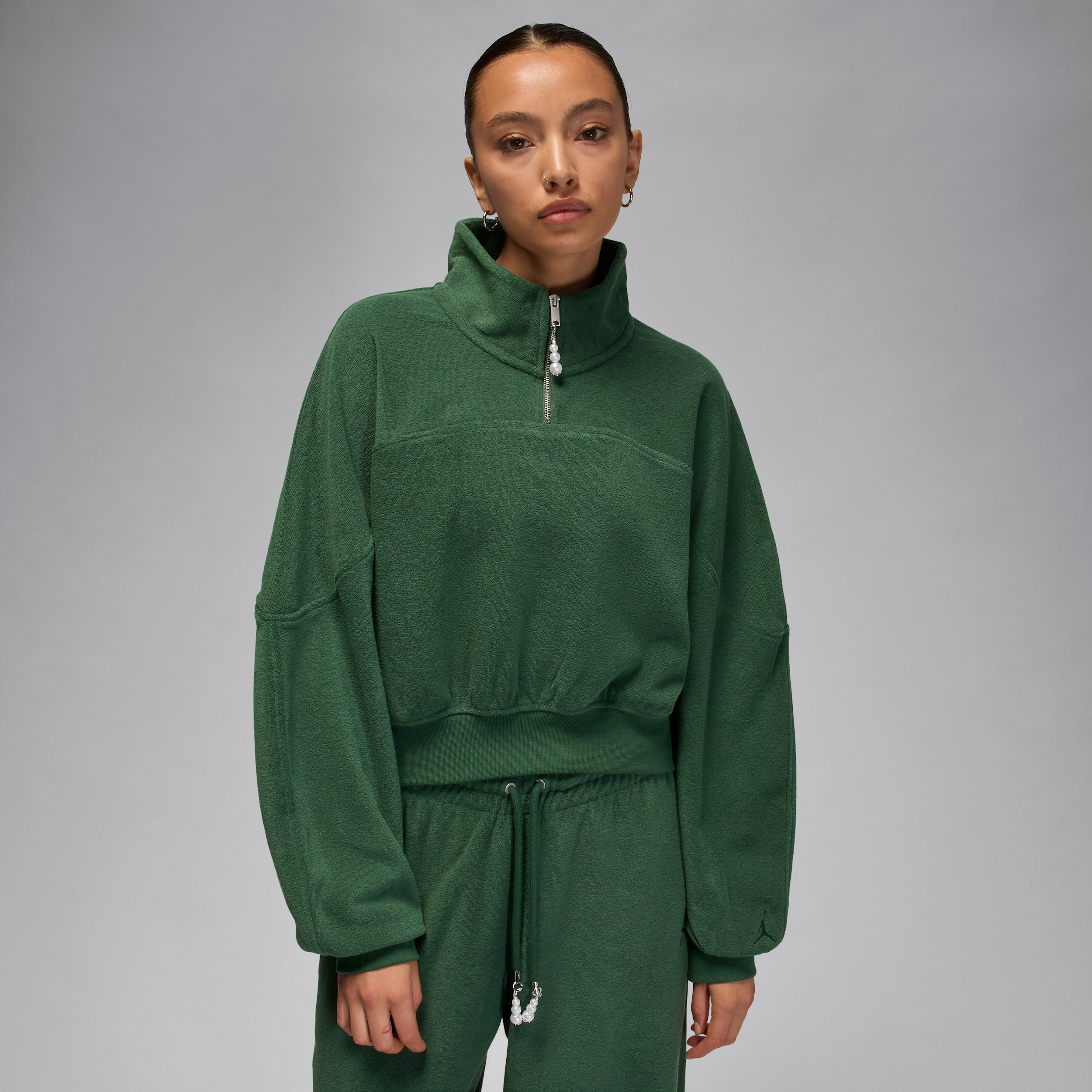 Women's Jordan Flight Fleece Quarter-Zip Top in Green | HV0326-323 | Nike (US)
