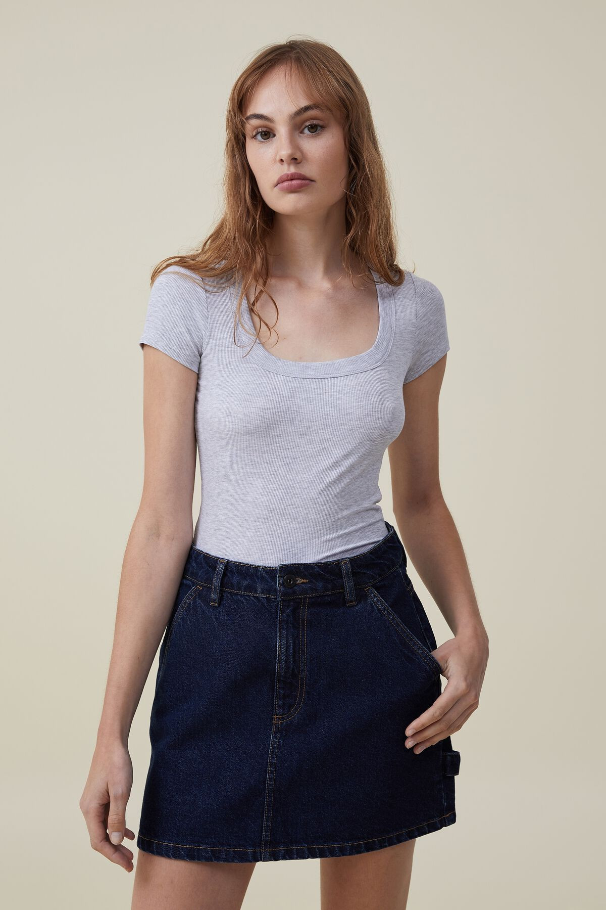 Staple Rib Scoop Neck Short Sleeve Top | Cotton On (US)