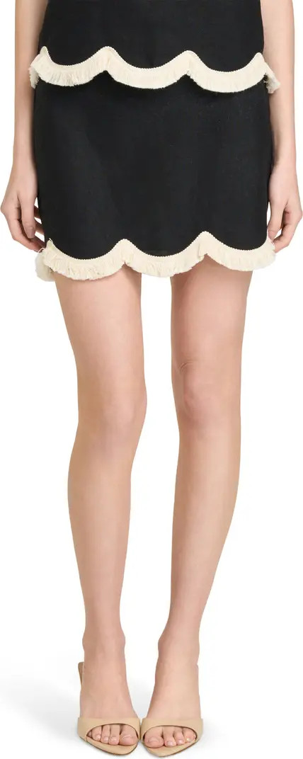 Encore Fringe Trim Linen Blend Top | Nordstrom