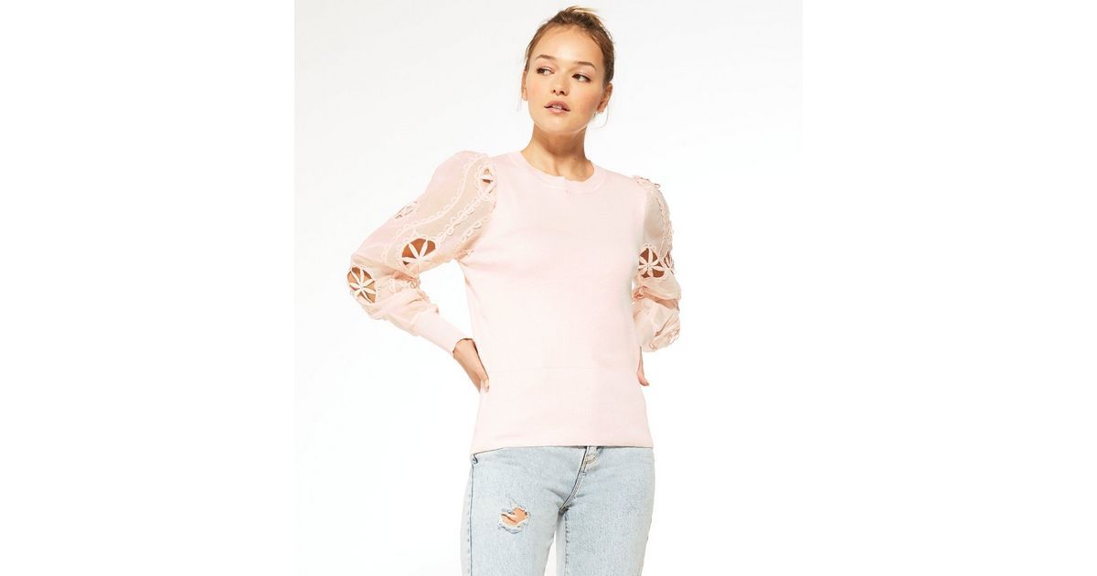 Cameo Rose Pale Pink Broderie Puff Sleeve Jumper 
						
						Add to Saved Items
						Remove fr... | New Look (UK)