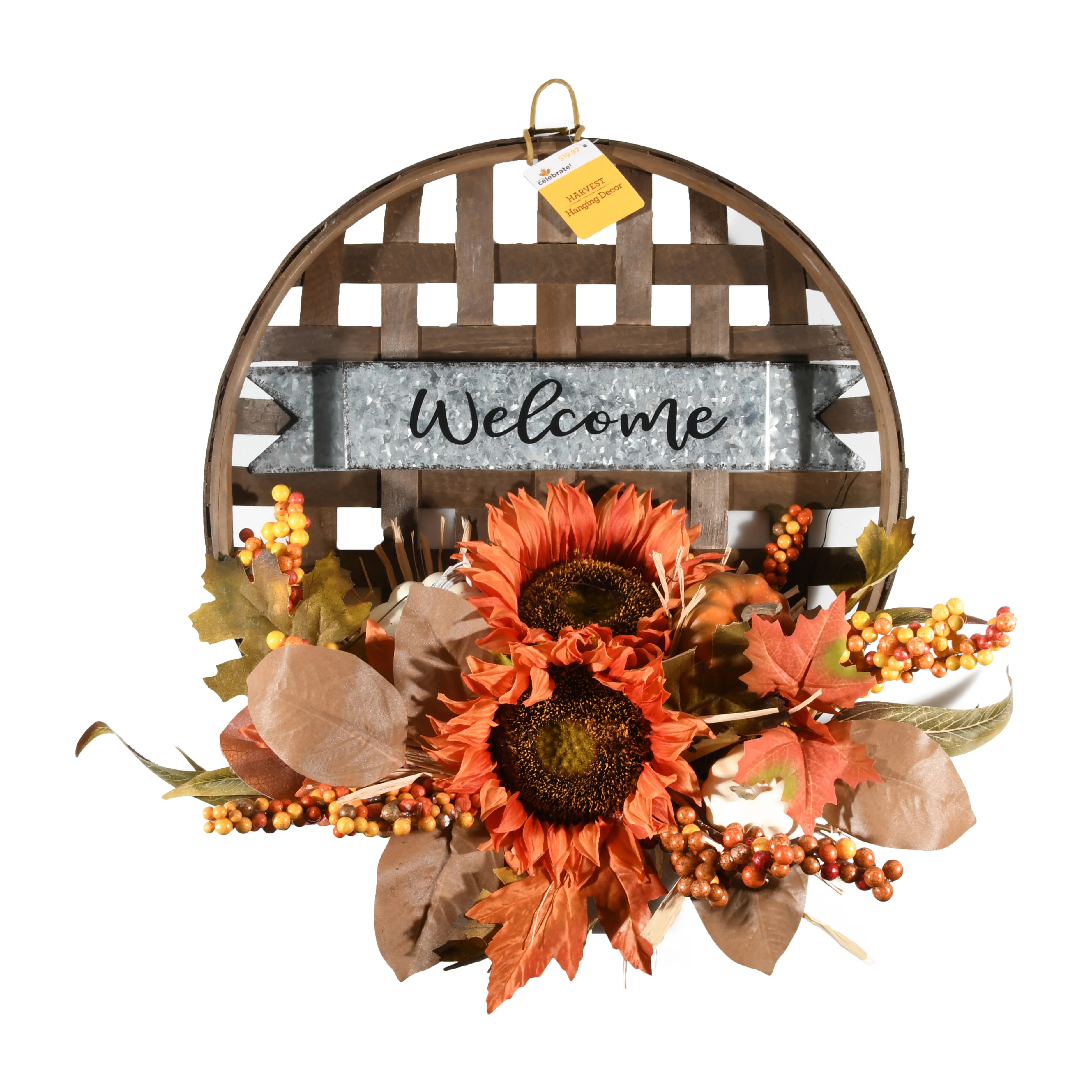 Harvest Welcome Basket Hanging Decoration, 16" x 22", by Way To Celebrate | Walmart (US)