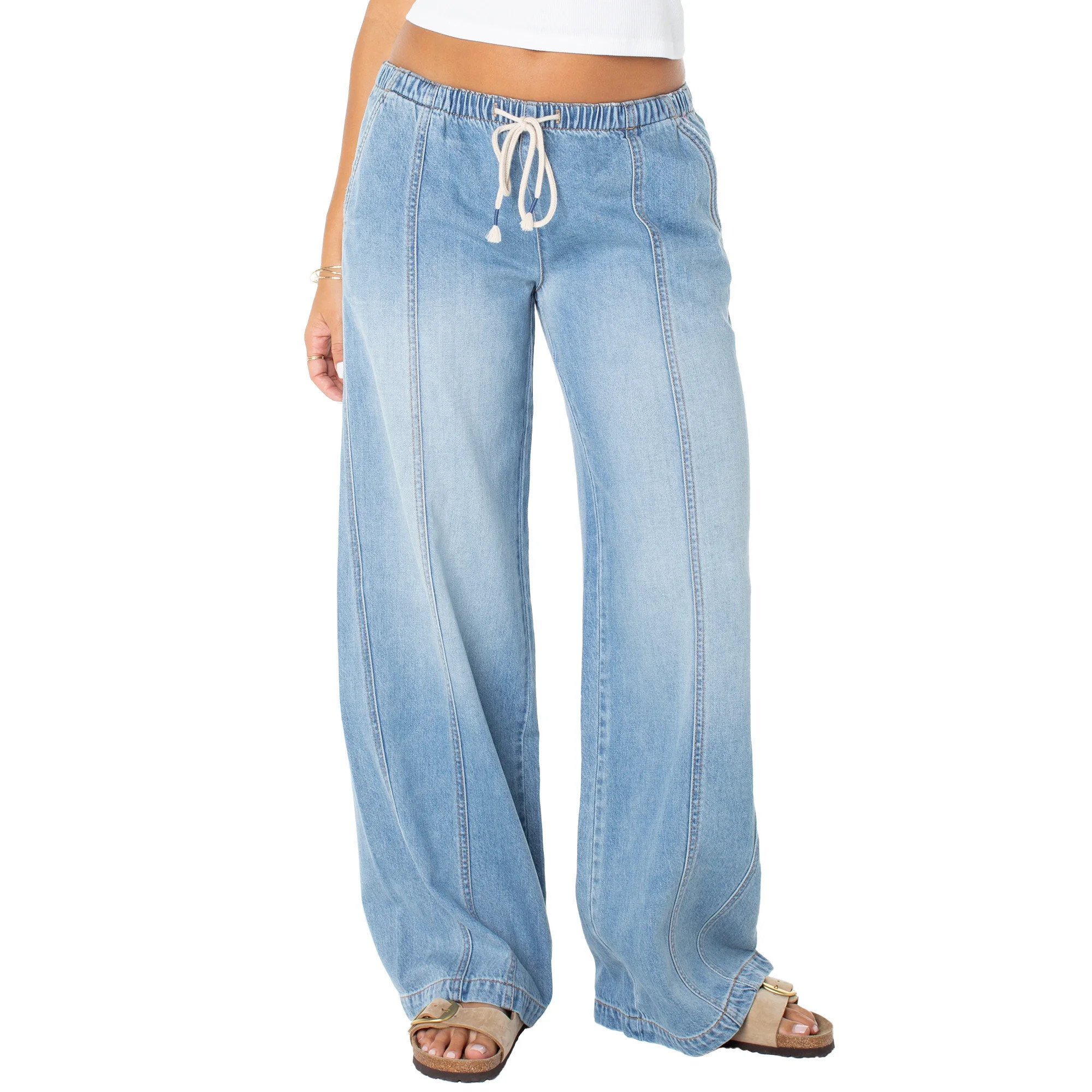 Celebrity Pink Women's and Women's Plus Drapey Wide Leg Jeans, Sizes XS-4X | Walmart (US)