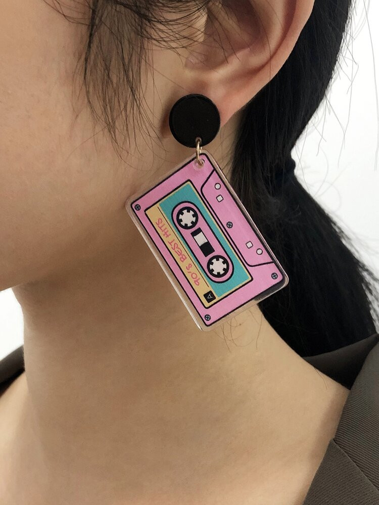 Cassette Tape Charm Drop Earrings | SHEIN