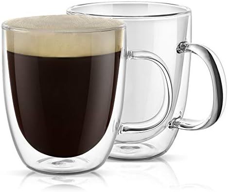 PunPun Large Clear Coffee Mugs Set of 2, Jumbo Mugs Double Wall Insulated Glass Mugs, Lead Free U... | Amazon (US)