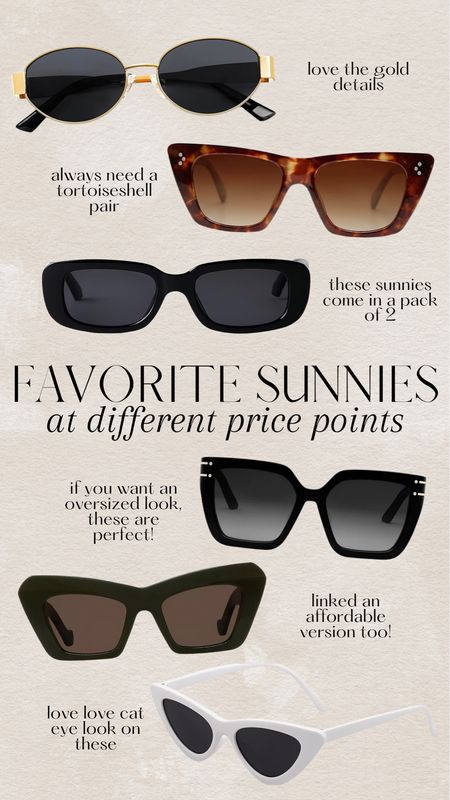 Favorite sunglasses at different price points 

#LTKswim #LTKstyletip